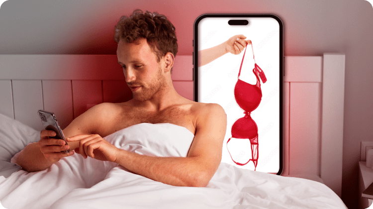 a guy sitting on bed sexting